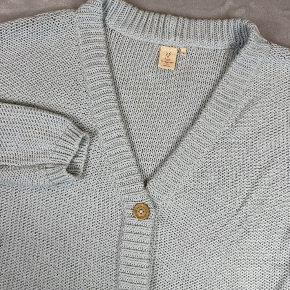 SHXT THAT I KNIT Button Front Cardigan Sweater Women's Size‎ S Blue